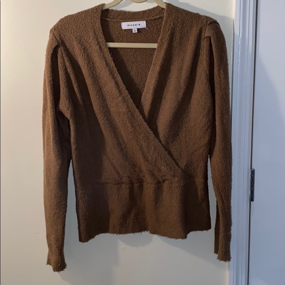 Brown soft wrap sweater